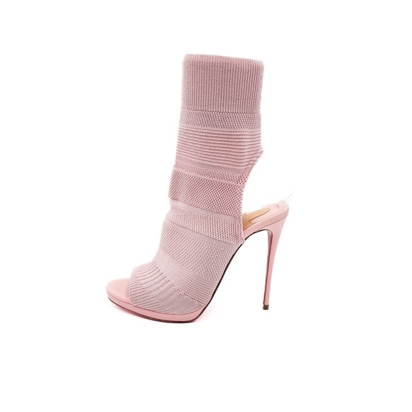 Christian Louboutin Cheminene 120 Pink Stretch Sock Mules Heels EU 37 - Picture 2 of 10